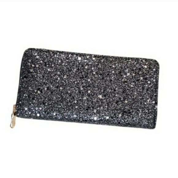 Black Sparkle Zip Around Wallet - Picture 4 of 4